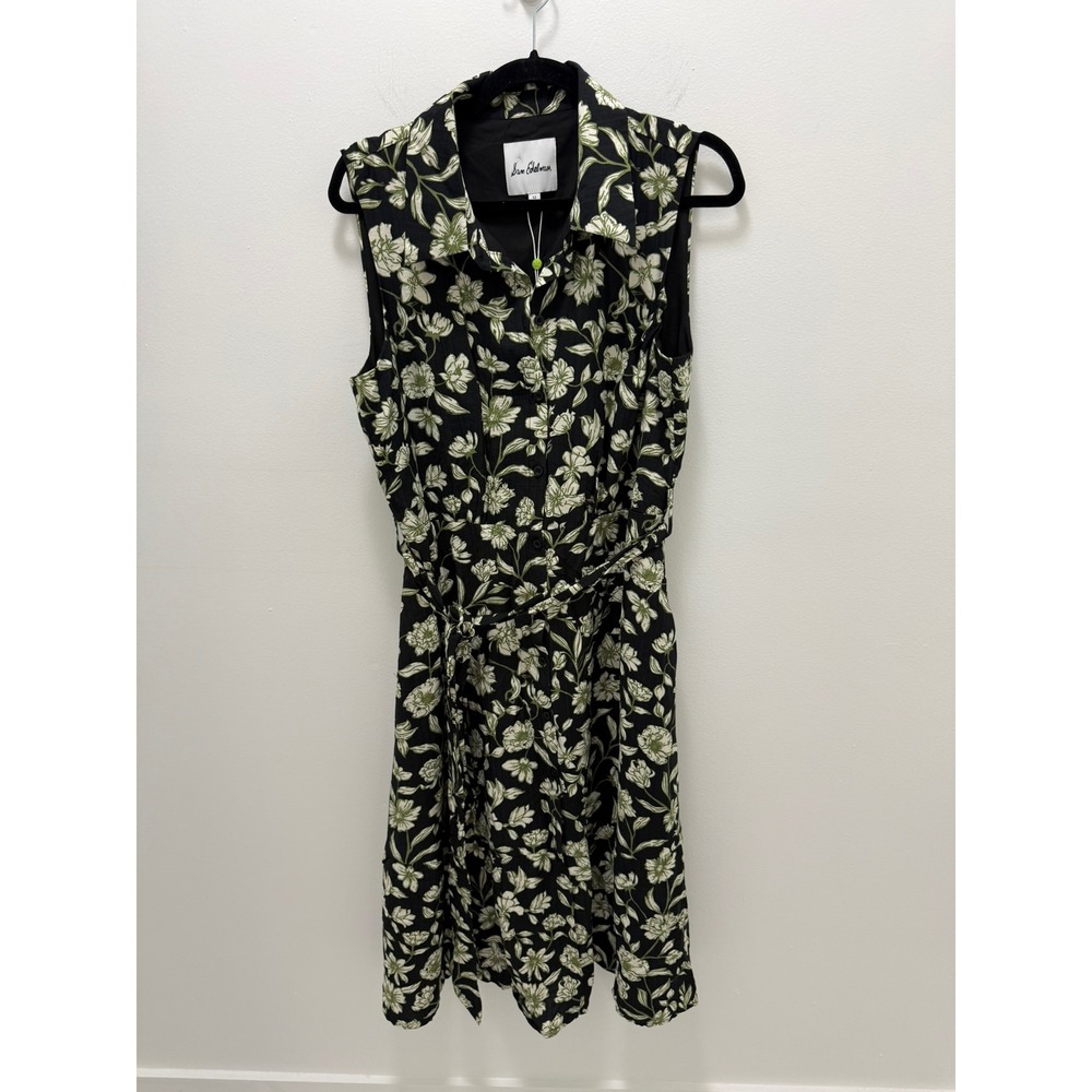 Sam Edelman Floral Print Collared Shirtdress Maxi Black Green Size 12